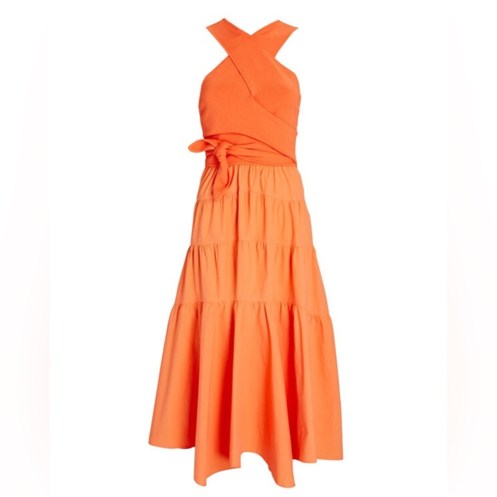 DEREK LAM 10 CROSBY Alivia Mixed Media Racerback Midi Dress Size 2